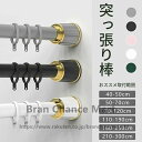 カーテンリング付き突っ張り棒 強力 全5色 6サイズ 伸縮棒 40-50cm ~ 210-300cm つっぱり棒 穴あけ不要 ハンガーラック 強負荷 カーテン ...