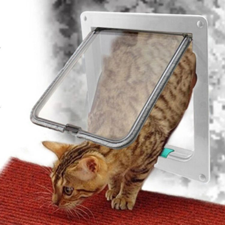 チアフル楽天市場店の猫 キャットドア 猫ドア 猫扉 薄型 取り付け 4way切替 ペットドア 猫 出入り口 ドア 猫ドア 犬 ロック 犬猫用ドア 取り付け 室内用 冷暖房対策 ペットグッズ ペット用品 猫用品 用｜アングル2