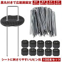 【 100本 セット 】 防草シート ピン Uピン杭 黒丸付 固定ピン 除草シート 100本 防草しーと 防そうシート 防そうしーと 固定用 固定 人工芝 おさ...