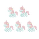 ワッペン 女の子 アイロン アップリケ ウサギ リボン ユニコーン かわいい 大きい 小さい 刺繍 (ユニコーン 5点-セット)