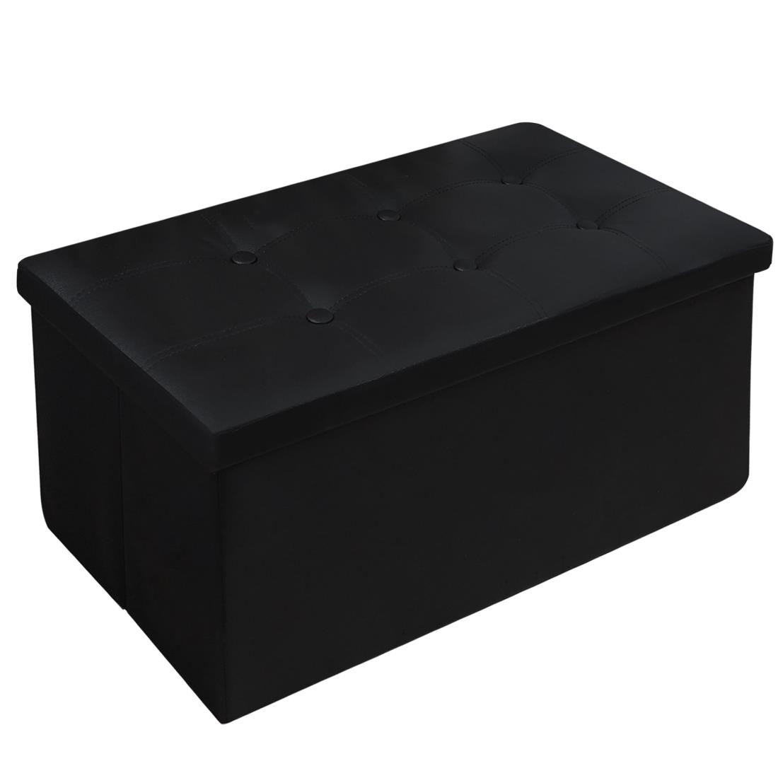 Cictokpオットマン収納 ボックス ふた付き 折りたたみ スツール 椅子 収納 76×38×38cm ボックススツール 足置き 一人掛け チェア 腰掛けイス フットスツール ベンチ 室内 コンパクト デザイン 衣類収納 無臭 省スペース 北欧 おしゃれ 持ち運びに便利 PUレザー ブラック