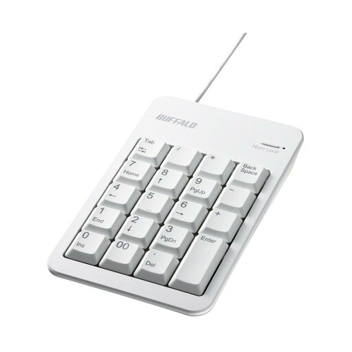 バッファロー BUFFALO 有線テンキーボード Tabキー付き ホワイト BSTK100WH バッファロー BUFFALO 有線テンキーボード Tabキー付き ホワイト BSTK100WH