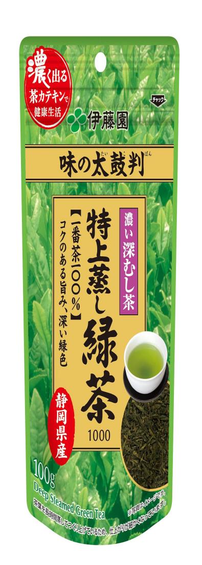 伊藤園 味の太鼓判 特上蒸し緑茶 (茶100%) 100g 1000 茶葉