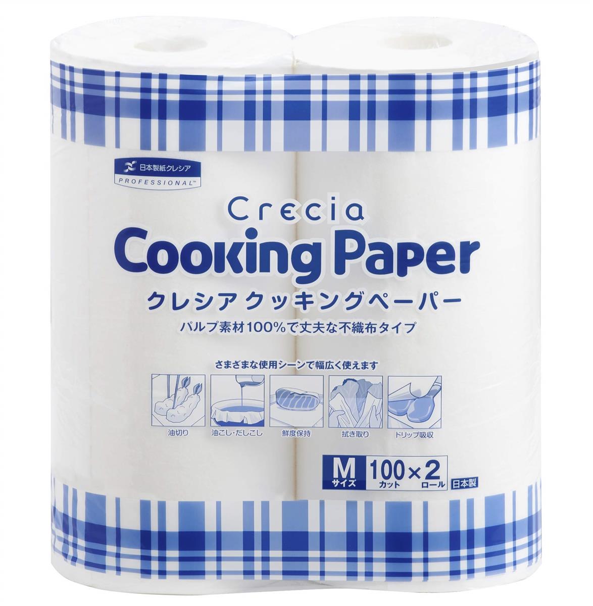 日本製紙 クレシア クッキングペーパー Mサイズ 100カット 2ロール/パック 38731