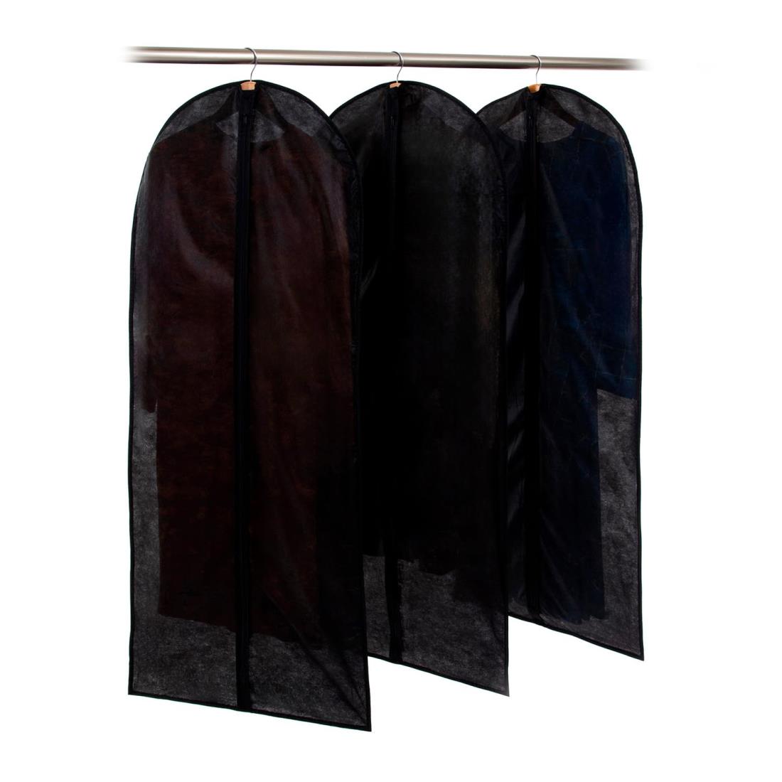 アストロ 衣類カバー ブラック ロングサイズ 3枚組 洋服カバー 衣装カバー 通気性の良い不織布製 ファスナー式 底閉じ仕様 ジャケット スーツカバー 埃除け 収納カバー 保管 防塵 605-16