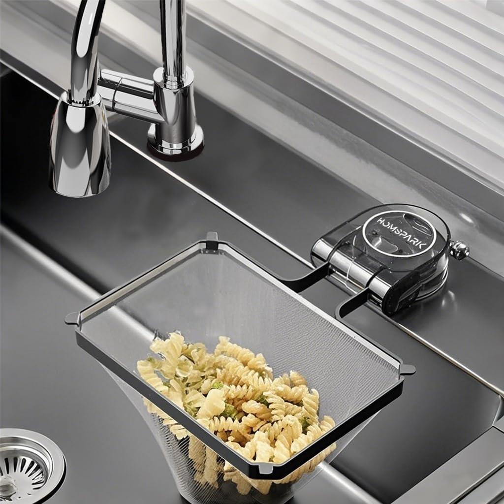 Homspark 三角コーナー いらず 強力吸盤 サンカクコーナー水切りネット ホルダー シンク ゴミ受け キッチン 生ゴミ処理 水切りネット 50枚付き ブラック