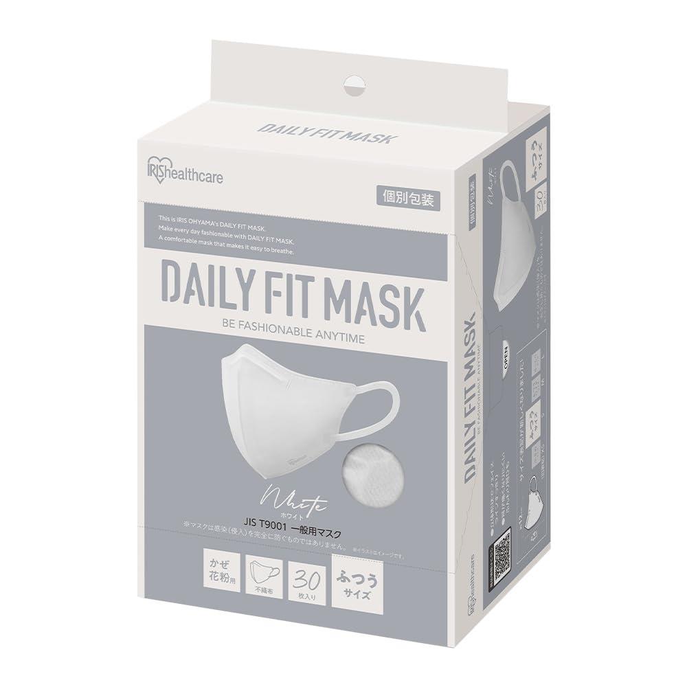 アイリスオーヤマ 立体マスク 30枚入 ホワイト ふつうサイズ 個包装 不織布マスク DAILY FIT 耳が痛くならない RK-F30SW(4)