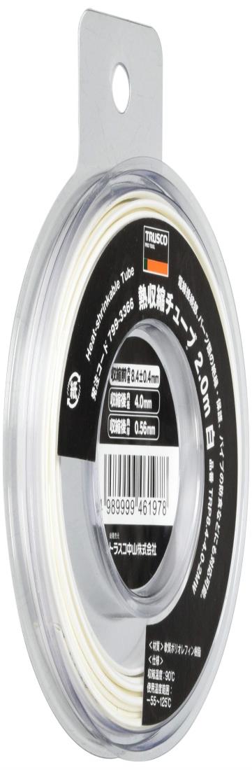 TRUSCO(トラスコ) 熱収縮チューブ 収縮率2:1 白 (1個入) TRP8.4-4.0-2MW
