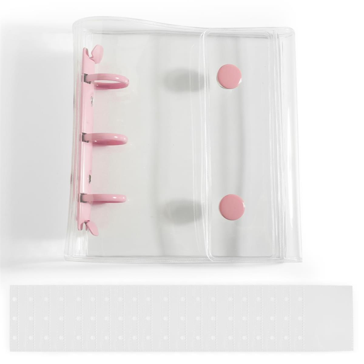 シール帳 A8 透明バインダー 立体シール・トレカ・写真収納 クリア リフィル20枚セット シール手帳 はがせる 女の子向け ピンク