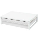 リヒトラブ パソコン台 モニター台 机上台 白 幅39×奥行25×高さ10cm 引出し付 耐荷重15kg A7341-0(3)