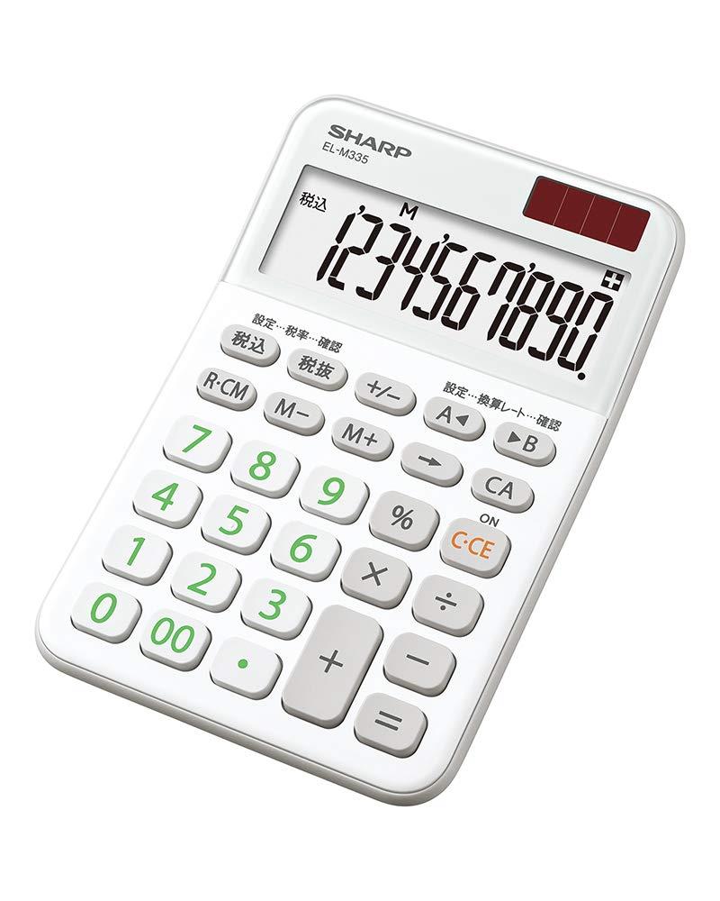シャープ カラーデザイン電卓 10桁表示 ホワイト系 EL-M335-WX