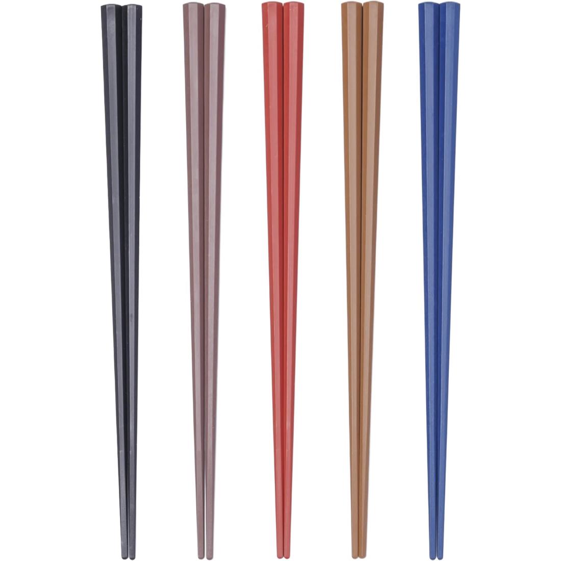 サニーライフデザイン(Sunny Life Design)箸 食洗機対応 23cm 5色 5膳 セット 樹脂製 業務用 来客用 先角 彩り八角 日本製 264864