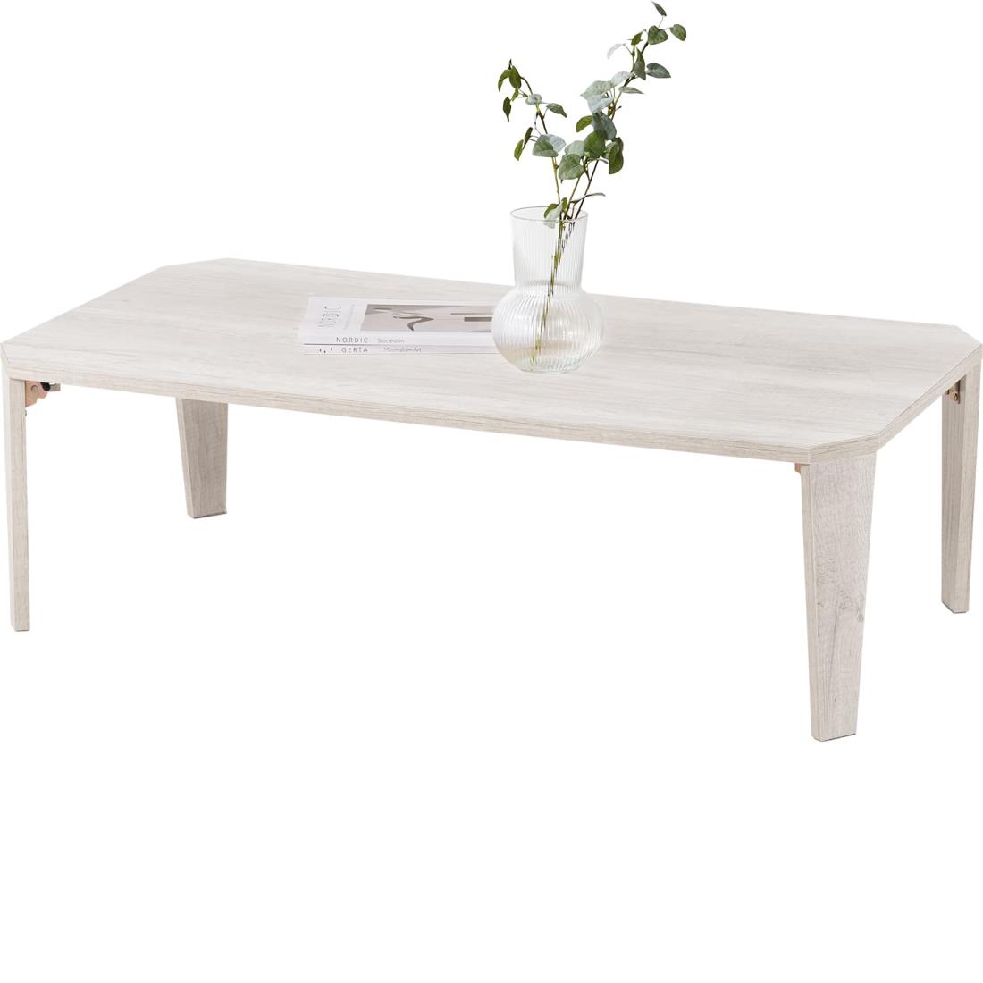 萩原(Hagihara) ローテーブル センターテーブル テーブル 机 【木目調天板がスタイリッシュ】 折りたたみ 完成品 軽量 ヴィンテージ リビング ソファテーブル 幅105×奥行55×高さ32 ホワイト MT-6866WS