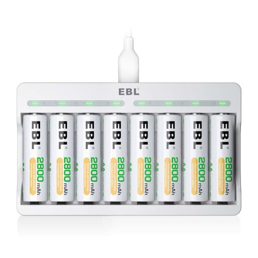 EBL 単3形充電池充電器セット 8スロット充電器+単3電池(2800mAh*8)セット 単三単四ニッケル水素/ニカド充電池に対応 スロットカーバッテリ- ミニ四駆 充電器 単3電池 充電式電池・充電器パック EBL 単3形充電池充電器セット 8スロット充電器+単3電池(2800mAh*8)セット 単三単四ニッケル水素/ニカド充電池に対応 スロットカーバッテリ- ミニ四駆 充電器 単3電池 充電式電池・充電器パック
