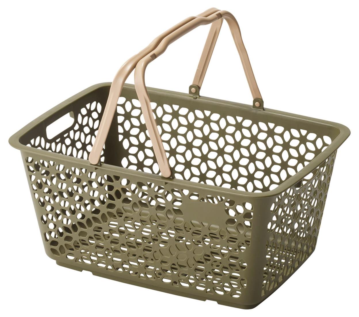 ヒマラヤ化学工業所 ハンドル 積重ね バスケット カーキ 日本製