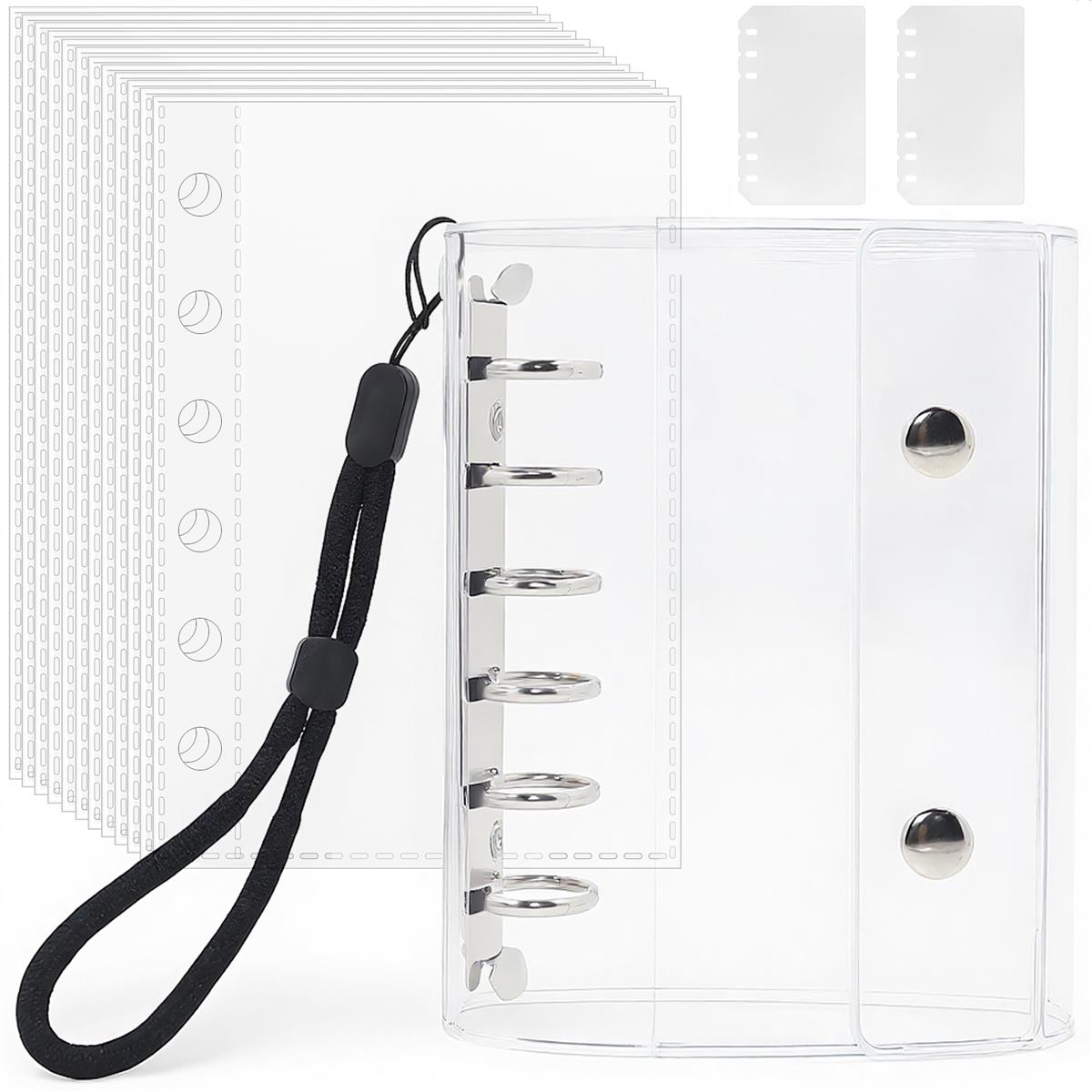 シール帳 透明 A7サイズ はがせる 女の子 シールバインダー シール手帳 クリアバインダー 6穴 シール収納 推し活グッズ シール台紙10枚セット 3層構造 PPシート2枚＆専用ストラップ付き（透明）