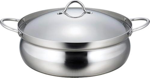 下村企販 卓上鍋 26cm 三層鋼 【日本製】 IH・ガス火対応 食洗機対応 3~4人用 割れにくい 軽量 熱伝導率がいい アルミ芯 ステンレス フタ付き 土鍋 燕三条 45891