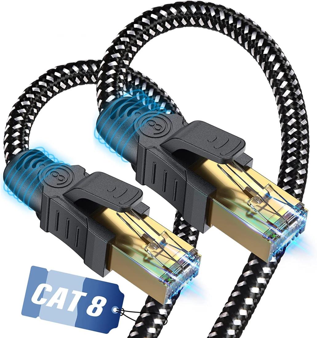 SWECENT LANケーブル CAT8 1.5M,メッシュ有線lanケーブル カテゴリー8 超高速40Gbps/2000MHz らんけーぶる RJ45金メッキコネクタ イーサネットけーぶる 爪折れ防止 シールド ネット パソコン モデム ルーター ラップ プリンター PoE PS3 PS4 PS5 Xbox等に対応-黒