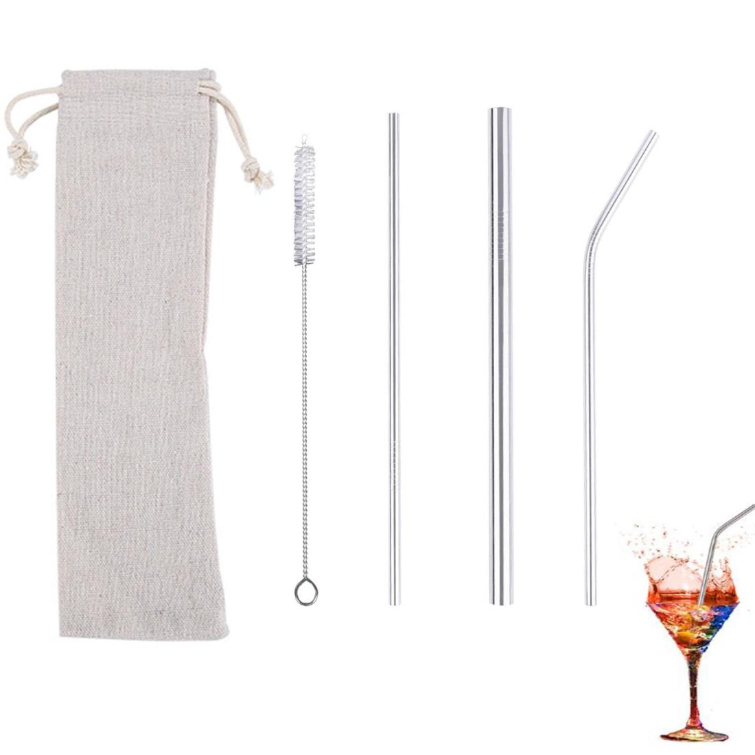 KALOLINNA ステンレスストロー 耐熱 再利用可能 安全無毒 環境に優しい 洗浄ブラシ付き 3本セット