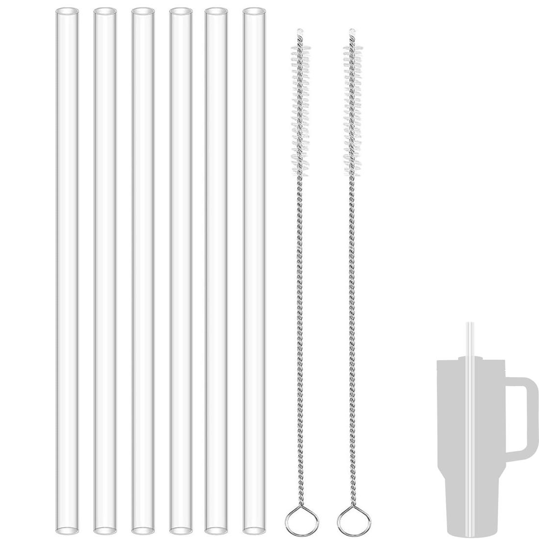 KALOLINNA プラスチックストロー 耐熱 再利用可能 安全無毒 環境に優しい 洗浄ブラシ付き 6本セット (プラスチック+6本セット)