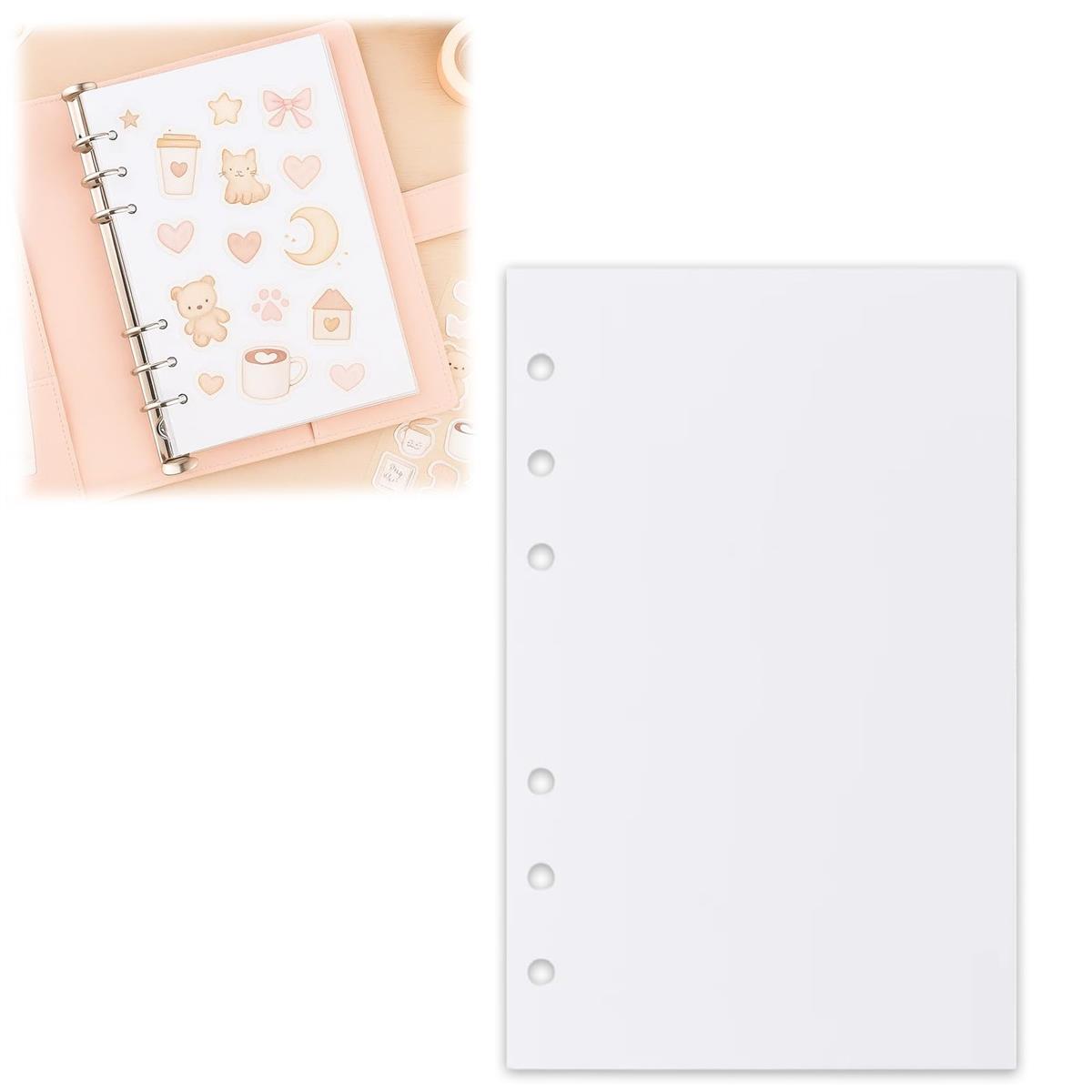 シール帳 台紙 80枚 A6 シール帳 透明 両面使い シール台紙 6穴 リフィル ステッカー整理 収納に便利