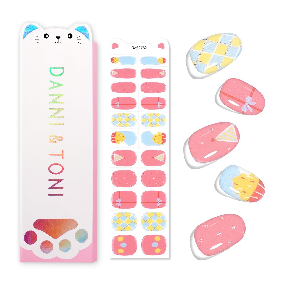 DANNI＆TONI 子供ジェルネイルシール ケーキ 風船 ネイルシール 硬化タイプ ネイルシール 子供ネイル ..