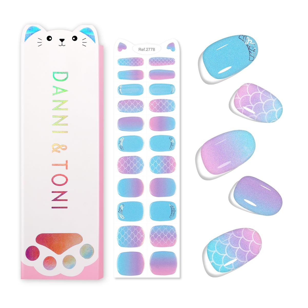 DANNI＆TONI 子供ジェルネイルシール 偏光 人魚カラー ラメ ネイルシール 硬化タイプ イルシール 子供ネイル ジェルネイル カラー ジェルネイルシール 子ども ジェルネイルキット 長持ち 22シール (Mermaid Glimmer)