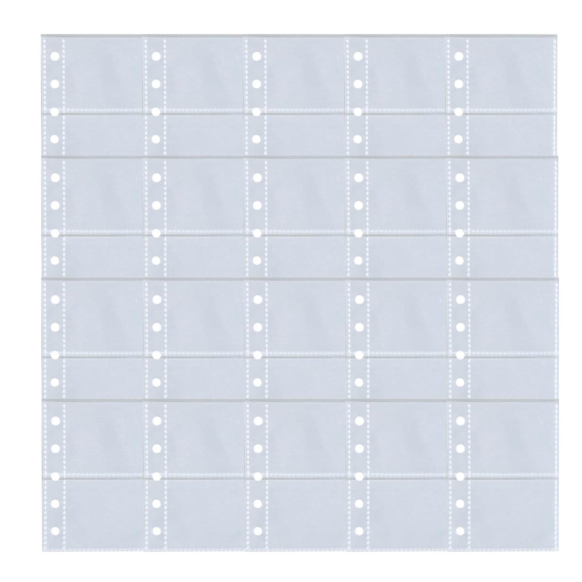 YFFSFDC リフィル 透明 5穴 M5サイズ 20枚入 シール台紙 剥離紙 シール帳 両面ポケット はがせる シール収納バインダー DIY手帳 文房具