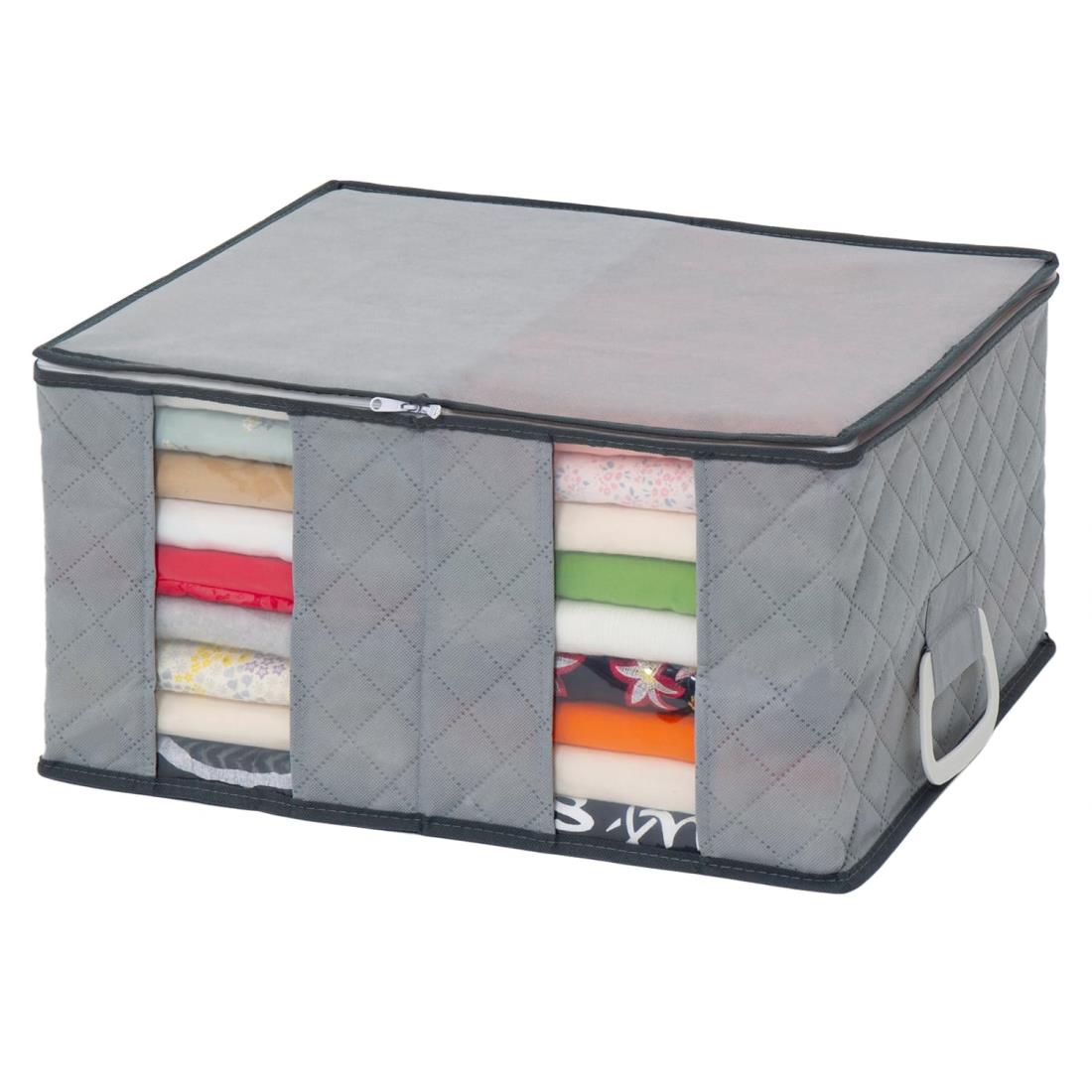 アストロ 収納ケース グレー 衣類用 仕切り 持ち手付き 衣類収納袋 通気性の良い不織布がホコリなどの..