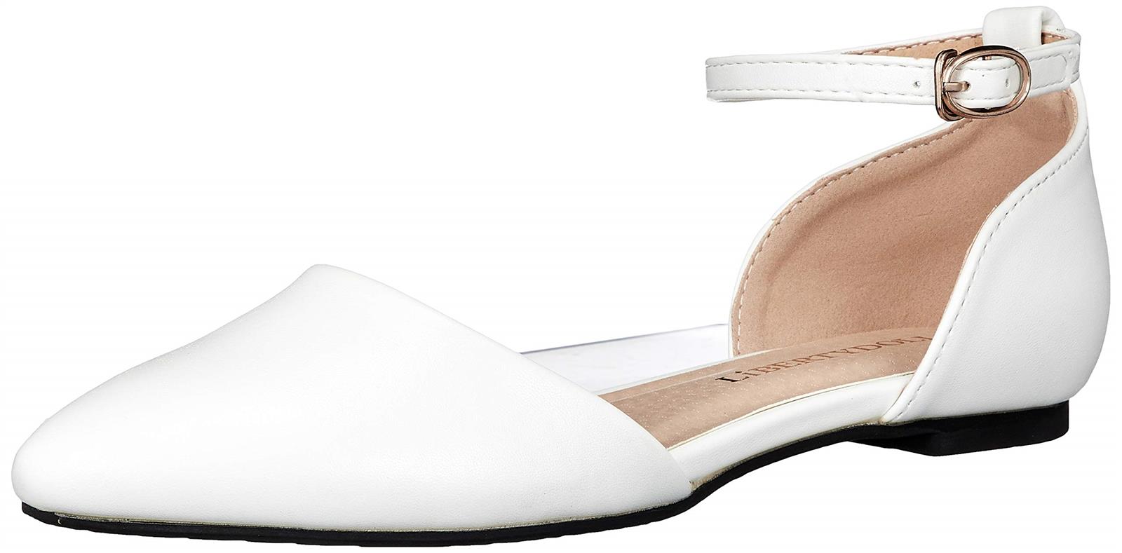 リバティー ドール 履いた時のシルエットがきれいなセパレートストラップフラットパンプス 5432 レディース ホワイトピーユー 23 cm