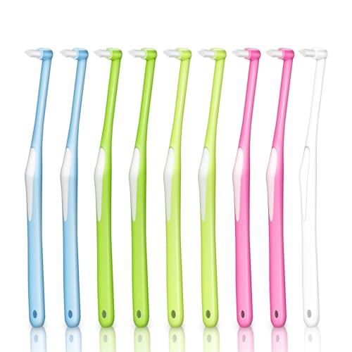 (9本5色入) ワンタフトブラシ 柔らかめ 超極細い 歯ブラシ 部分磨き 奥歯用 歯ブラシ 矯正用 歯ブラシ ..
