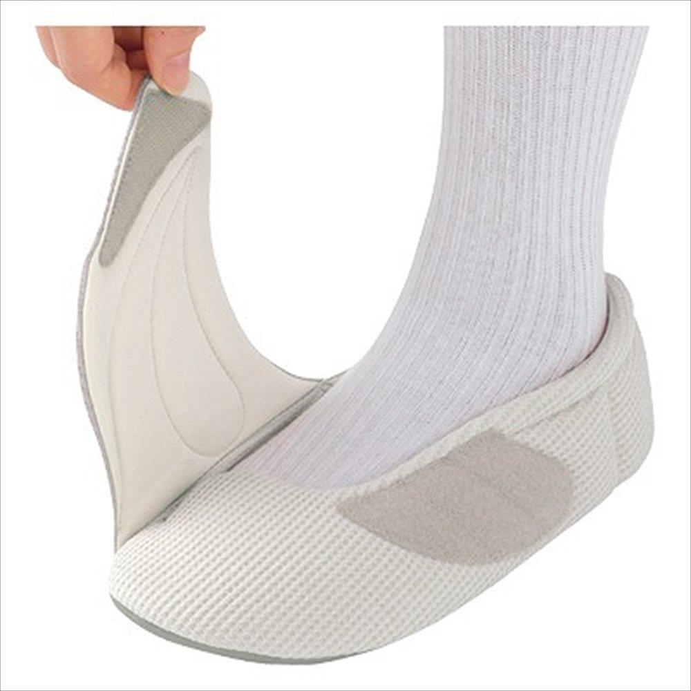 徳武産業 介護シューズ あゆみ ワイドベルトワッフル 室内用 グレー Lサイズ(23.5~24.5cm) 足囲9E相当 ..