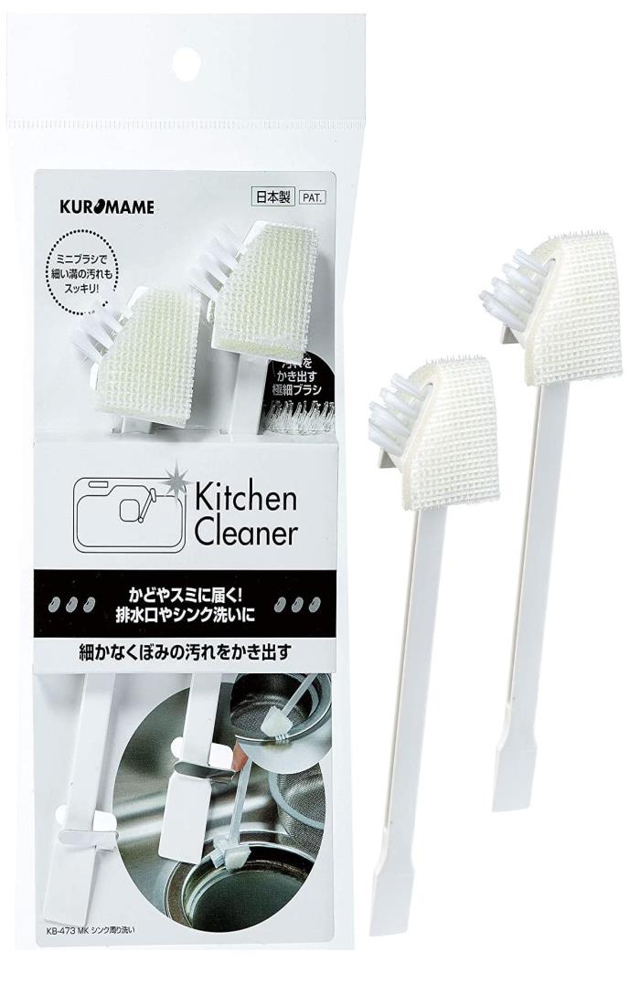 まめいた キッチンスポンジ ホワイト 3.5×2.5×15cm ブラシ シンク掃除 排水口 日本製 2個入
