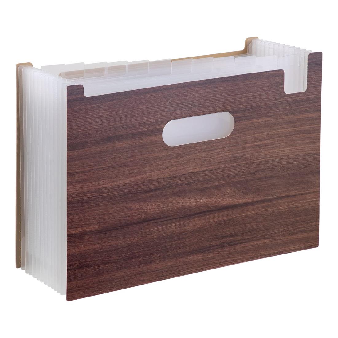 セキセイ ドキュメントスタンド A4 ヨコ WOODS STYLE 12仕切り13ポケット ダークブラウン WDS-8700-45