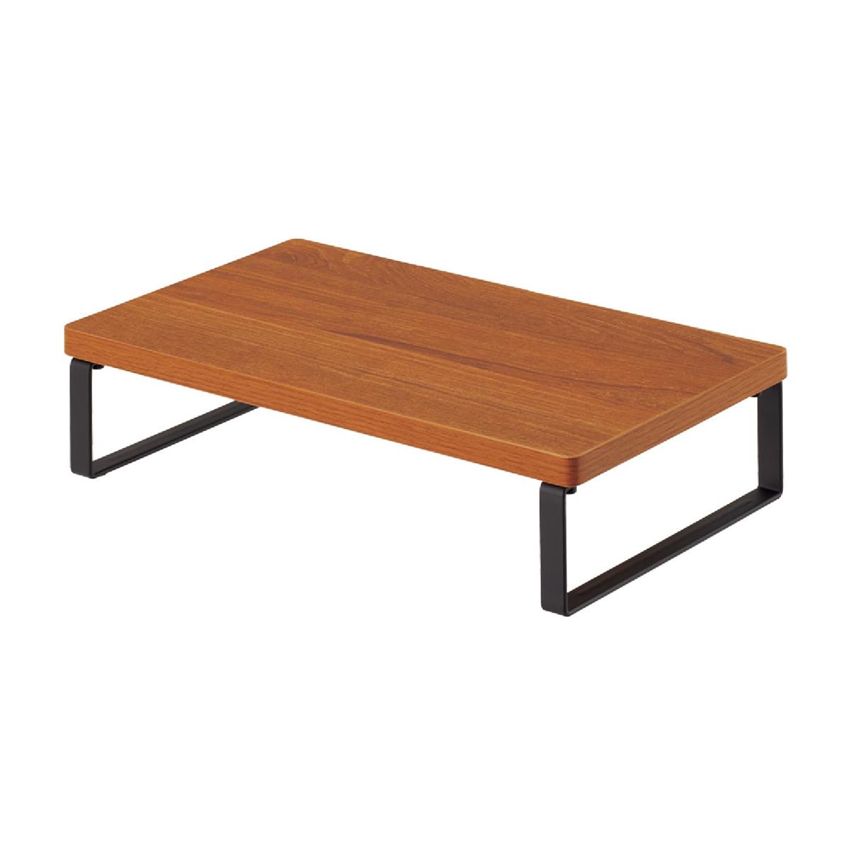 リヒトラブ パソコン台 モニター台 木目調 MDF 机上台 スリム ブラウン 幅34×奥行20×高さ8cm ロータイプ 耐荷重15kg A8004-9