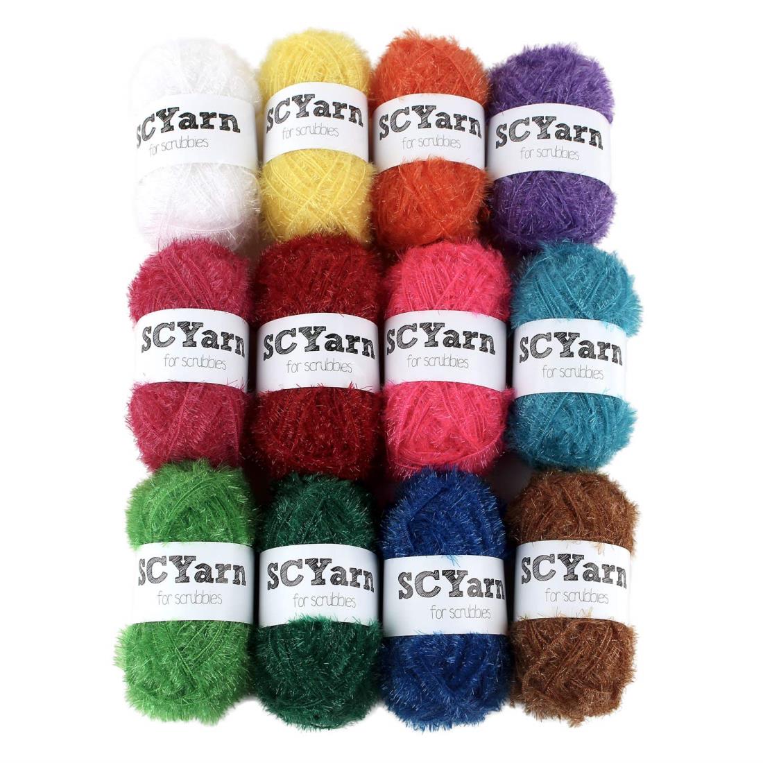 SCYarn 韓国産たわし糸12色セット 1玉当たり 35g 約75m 計420g、900m ポリエステル毛糸(レインボー)のサムネイル