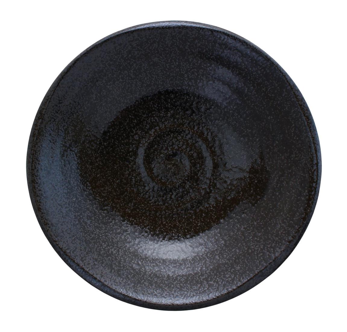 美濃焼 黒耀 パスタ皿 カレー皿 中皿 直径約21cm 電子レンジ 食洗機対応 シンプル 無地 ブラック 日本製 132-0804