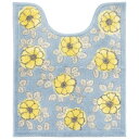 オカ(OKA) フローリア トイレマット ロング 約75cm×63cm ブルー (日本製 ウィルトン織 花柄 北欧 すべり止め加工 洗える 抗菌 防臭 吸水加工)