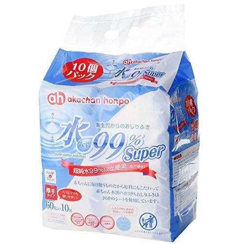 アカチャンホンポ 赤ちゃん本舗 水99%Super おしりふき 厚手タイプ 60枚x10個 アカチャンホンポ 赤ちゃん本舗 水99%Super おしりふき 厚手タイプ 60枚x10個