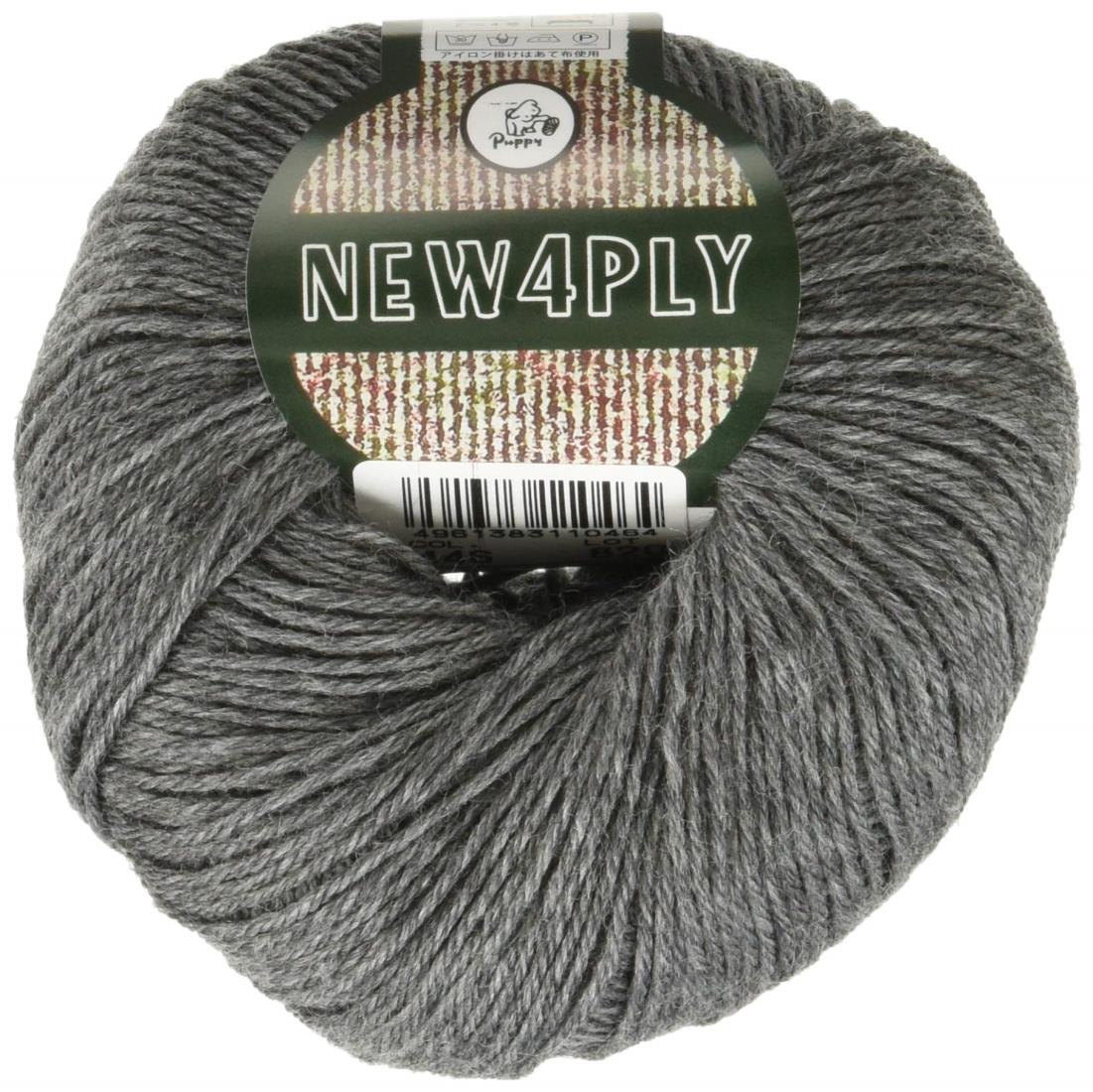 パピー ニュー4PLY 毛糸 中細 Col.446 グレー 系 40g 約150m 10000110