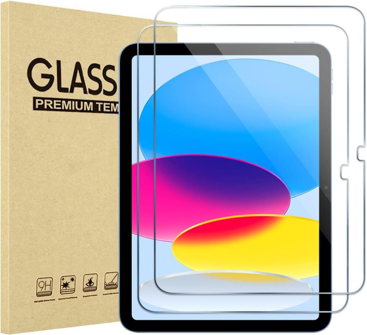ProCase iPad 10世代 フィルム 10.9インチ 2022 全面吸着タイプ 硬度9H クリア強化ガラス 画面保護フィルム 貼る工具付き (2枚)