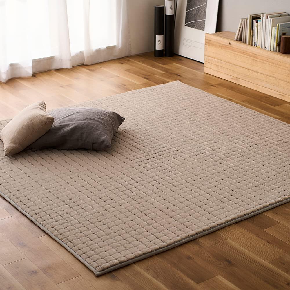 アイリスオーヤマ ラグ カーペット マット 185×240cm ファー ふわふわ ラビットファー調グリッドラグ ORG-G1824 ベージュ