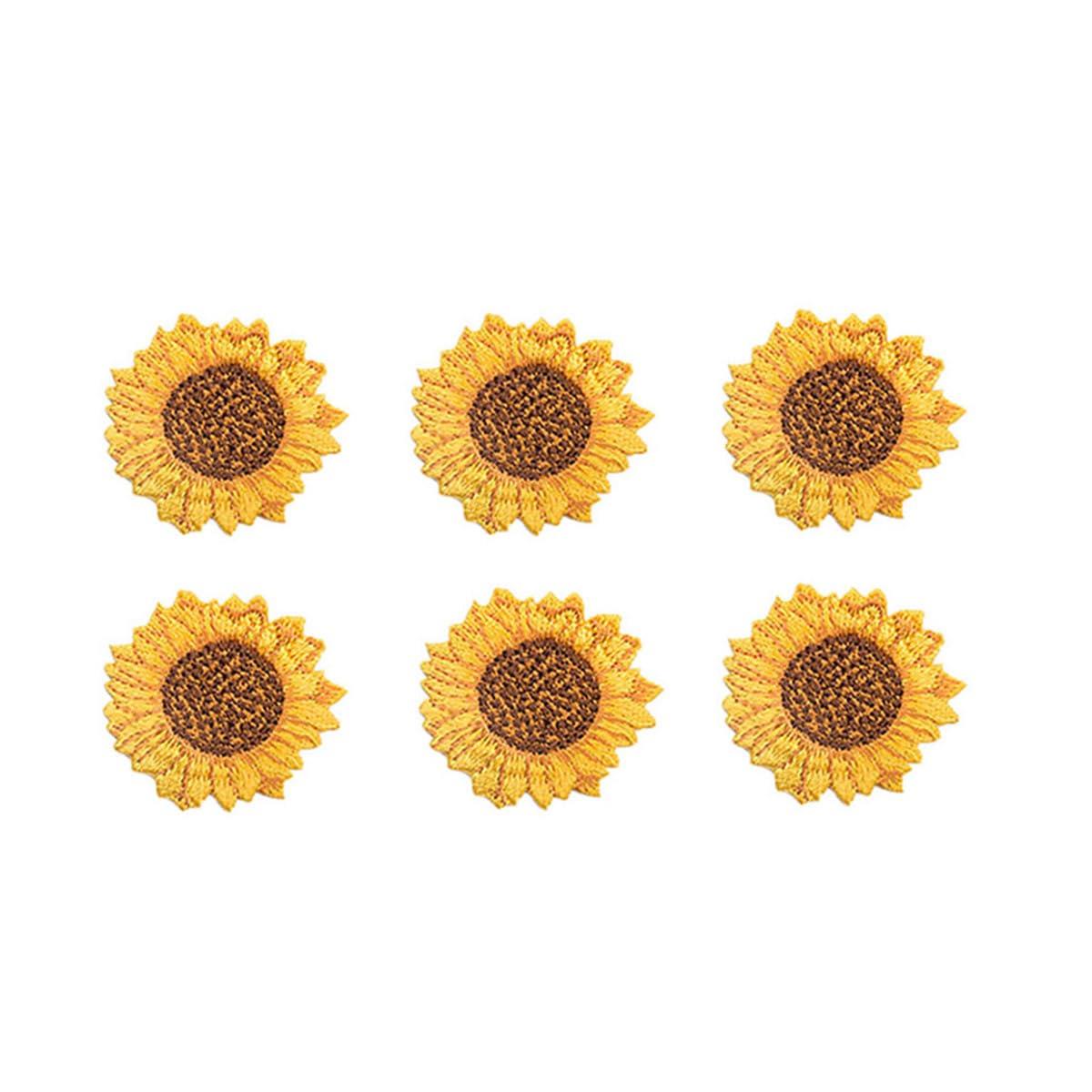ワッペン アイロン アップリケ 女の子 子供 小さい 刺繍 入園 かわいい (大さい 向日葵 6点 セット)