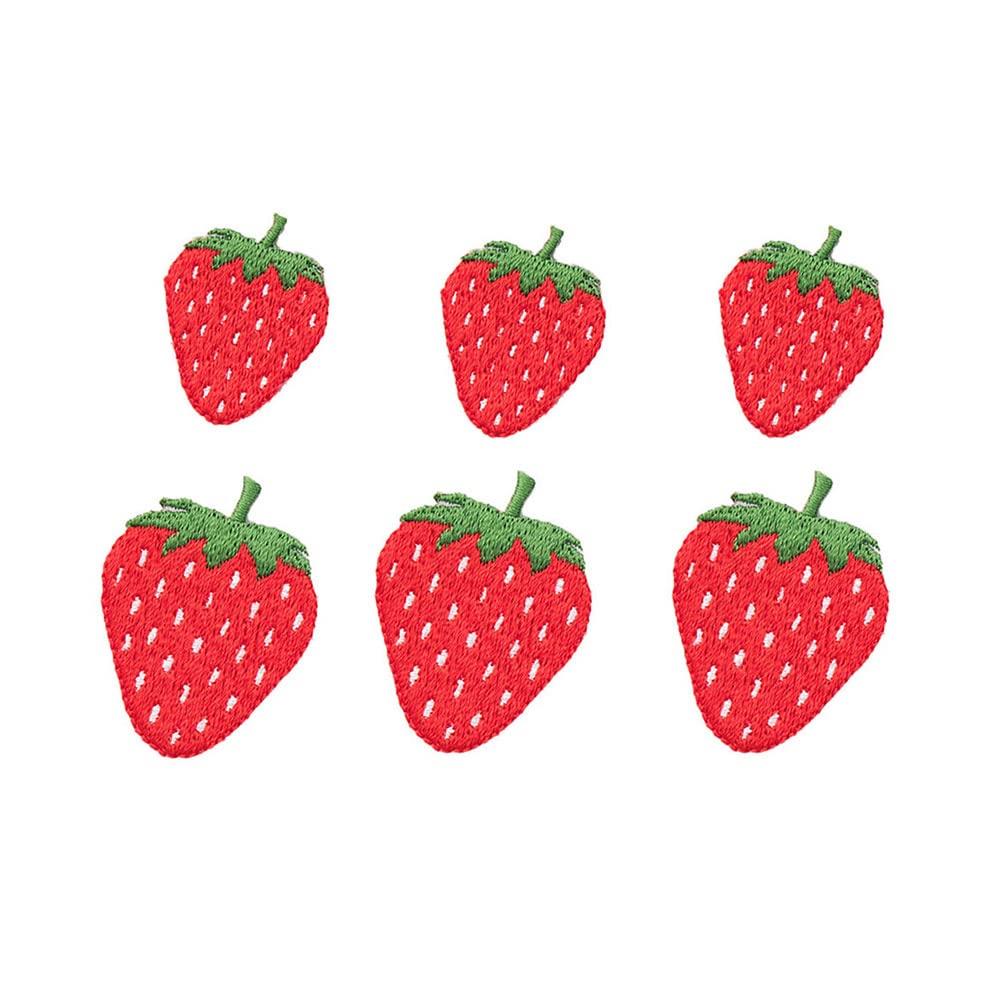 ワッペン アイロン アップリケ 女の子 子供 小さい 刺繍 入園 かわいい (イチゴ 6点セット)