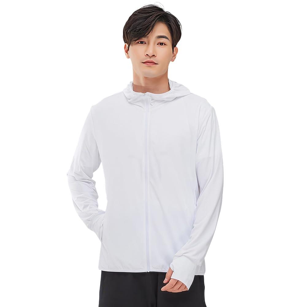 DMFU ラッシュガード メンズ パーカー 水着 接触冷感 UPF50+ ラッシュパーカー 夏 吸汗速乾 長袖 フード付き 軽量 通気性 UVカット シンプル 大きいサイズ 日焼け防止 紫外線対策 無地 おしゃれ