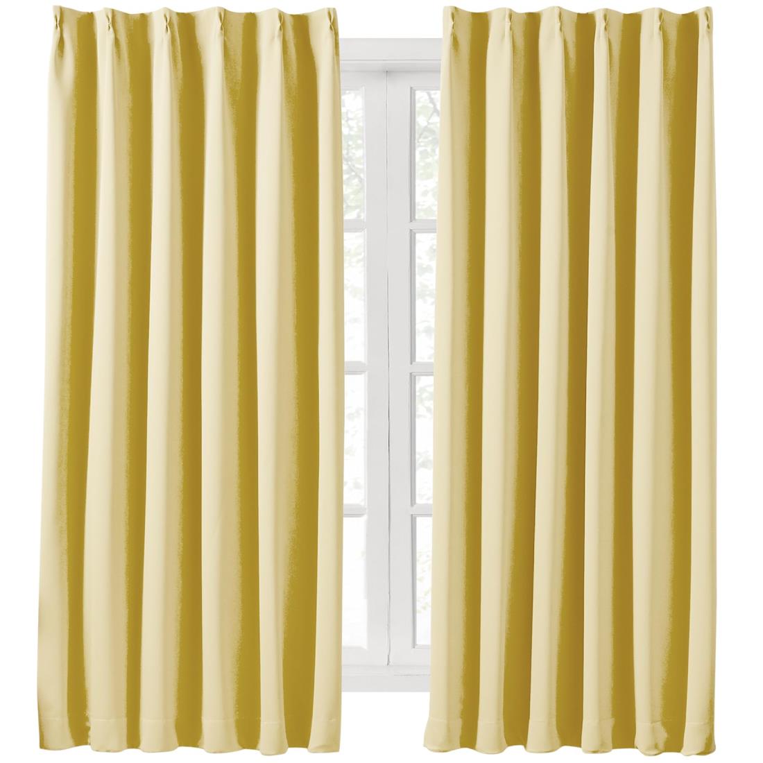 Hansleep カーテン 1級遮光 2枚組 幅100cm丈195cm イェロー 断熱 防寒 防音 省エネ 厚手 無地 おしゃれ 洗える リビング用 (イェロー, 幅100cm×丈195cm)