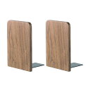 Muso Wood 木製 ブックエンド,8*13cm (1ペアパック) (ウォールナット)