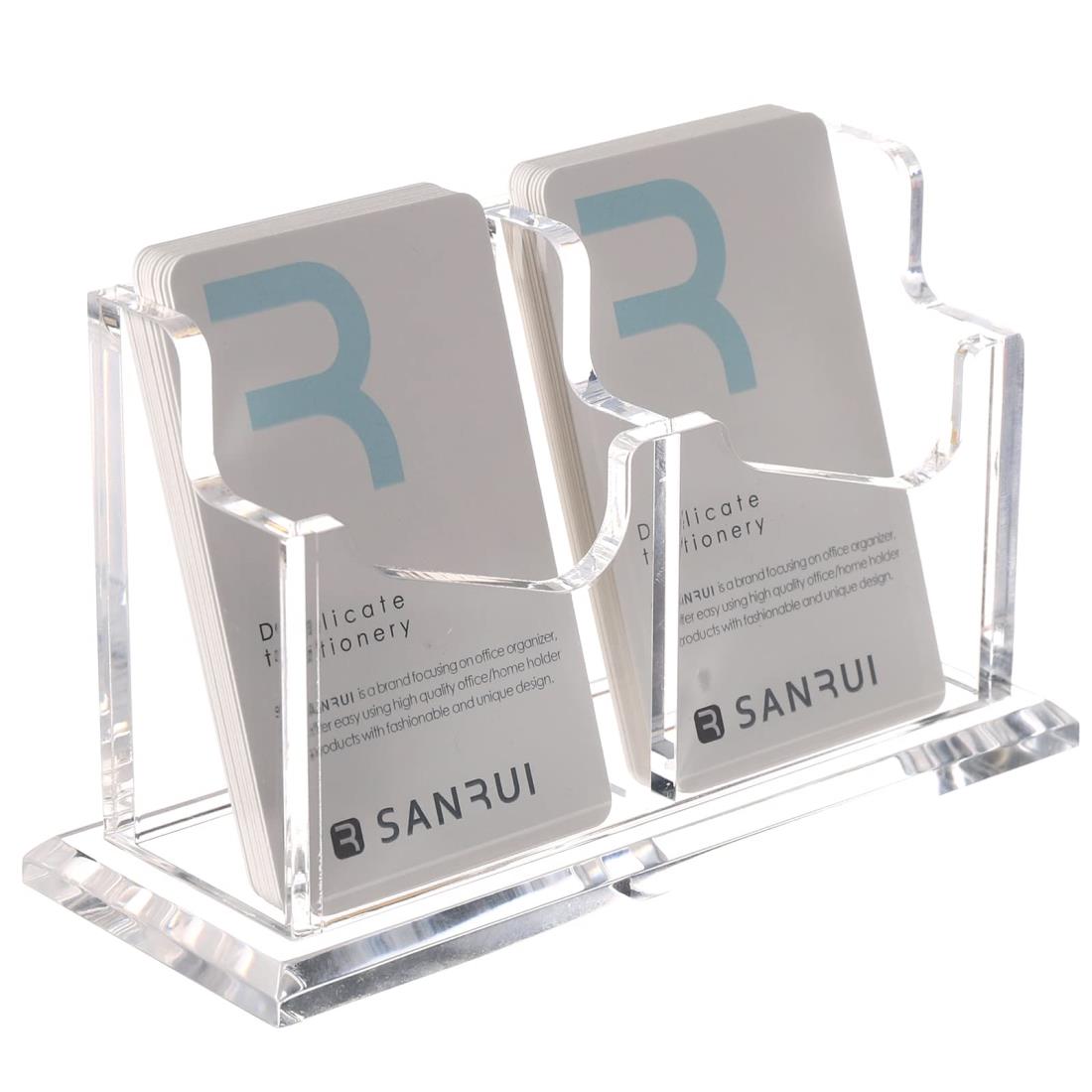 SANRUI アクリル 名刺スタンド 名刺立て カードホルダー 整理箱 縦型 1段2列
