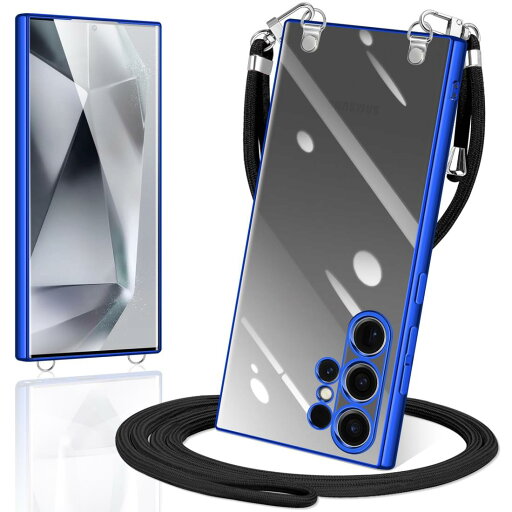 Galaxy S24 Ultra ケース ショルダー クリア SC-52E ギャラクシーS24 Ultra カバー スマホケース 透明 TPU 肩掛け 首掛け 斜めかけケース 薄型 耐衝撃 シリコン メッキ加工 TPUバンパー(ブルー) Galaxy S24 Ultra ケース ショルダー クリア SC-52E ギャラクシーS24 Ultra カバー スマホケース 透明 TPU 肩掛け 首掛け 斜めかけケース 薄型 耐衝撃 シリコン メッキ加工 TPUバンパー(ブルー)