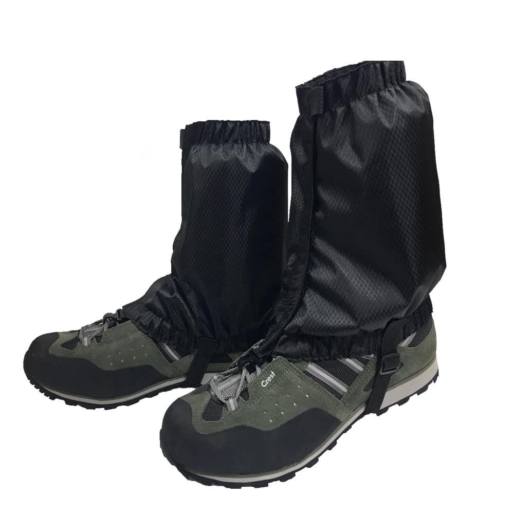 YINKE 登山用ゲイター 防水 泥除け 砂よけ 雪よけ レッグカバー 泥はね 防止 撥水 簡単 着脱 登山 汚れ防止 (ブラック)